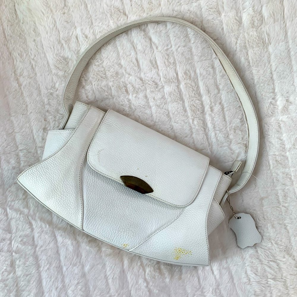 Women’s White Leather Home Custom Made Leather Hand Bag Shoulder Purse
